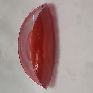 Orrefors Kosta Boda Red New Wave Red White Glass Dish Spain 9 1/2" x 4 1/2"
